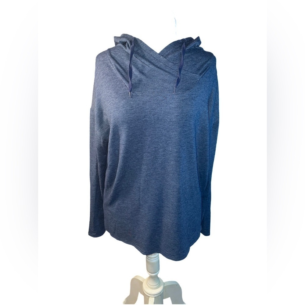 ATHLETIC Medium/Dark Blue Activewear/Drawstring Asymmetrical Hoodie Size L